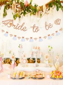 2pcs Bride-to-be Party Decoration Pennant Flags, Letter Banner - Rose Gold - View 1