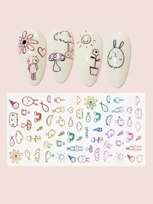 1 hình dán móng tay đồ họa hoạt hình - Nhiều màu - Xem 1