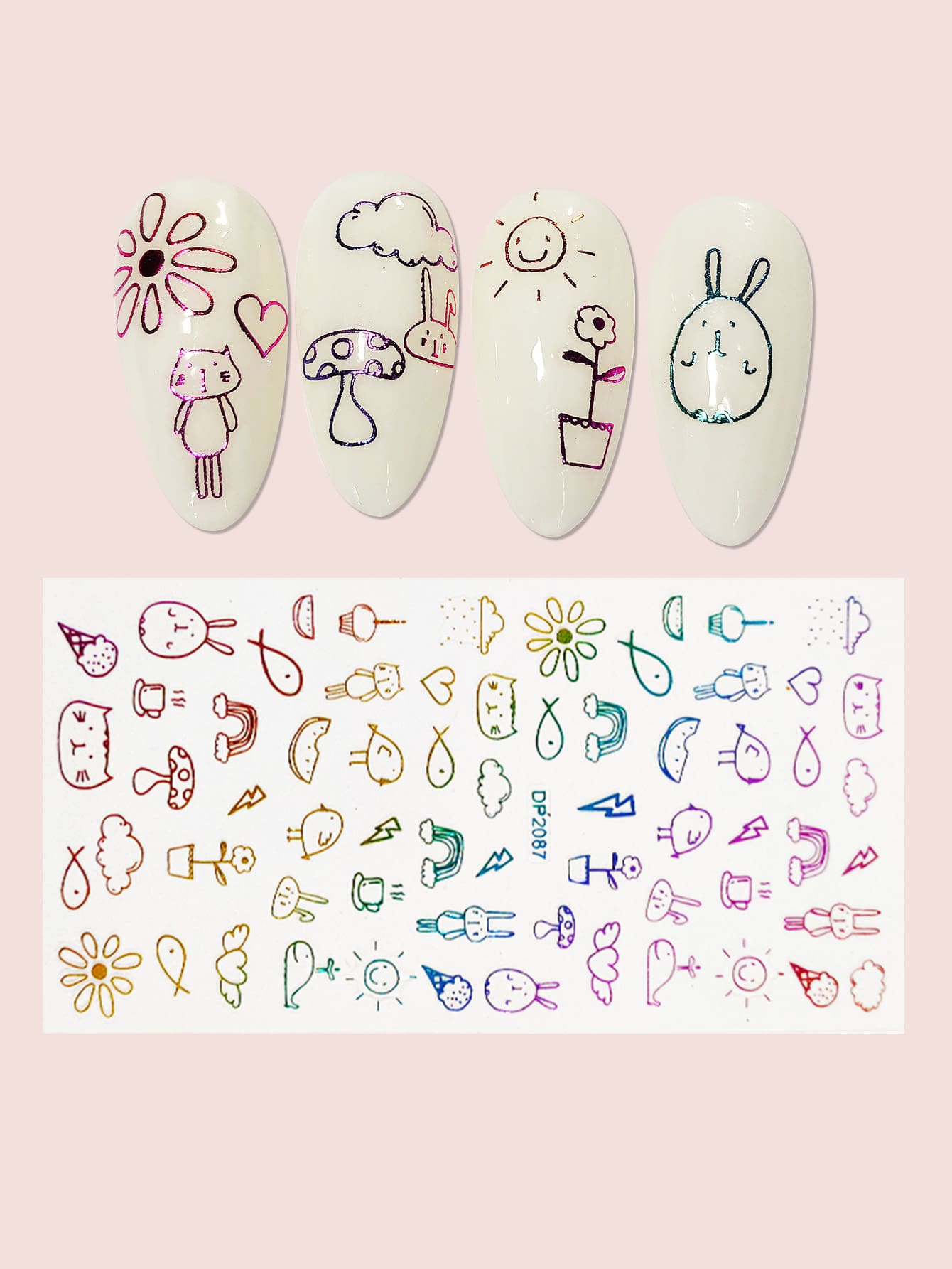 1 hình dán móng tay đồ họa hoạt hình - Nhiều màu - Xem 1