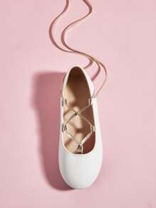 Niñas Bailarinas con diseño con cordón - Blanco - Ver 5