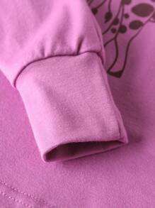 Girls Giraffe Print Tee and Pants Snug Fit Lounge Set - Multicolor - View 4