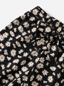 SHEIN Bộ hai mảnh Gái Thắt lưng Xù Nút phía trước Hoa Tất cả trên in Boho - Nhiều màu - Xem 4