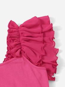 SHEIN Fille Robe ajustée manches multicouches