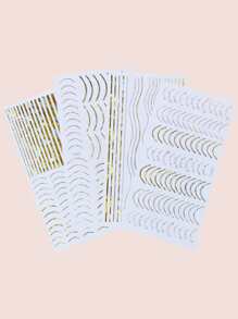 4 Hình Dán Nghệ Thuật Móng Tay Kiểu Đường Nét Pháp - Vàng - Xem 3