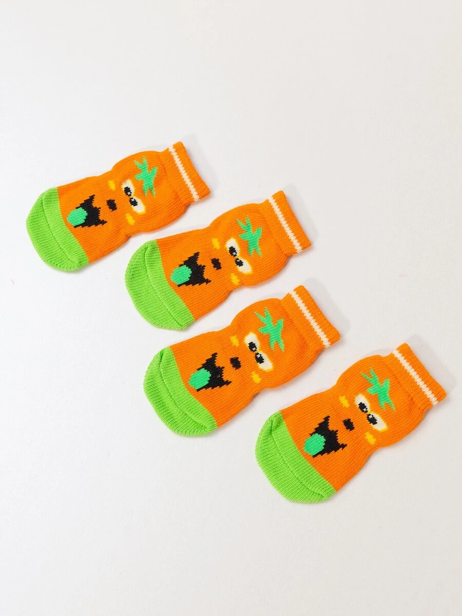 4pcs Cartoon Graphic Pet Socks - Multicolor - View 1