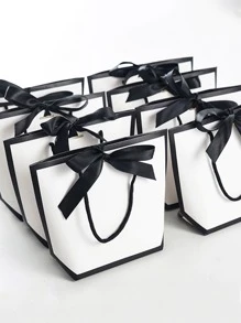 10 piezas Bolsa de regalo de panadería de cocina con diseño de lazo - Blanco y Negro - Ver 1