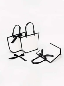 10 piezas Bolsa de regalo de panadería de cocina con diseño de lazo - Blanco y Negro - Ver 2