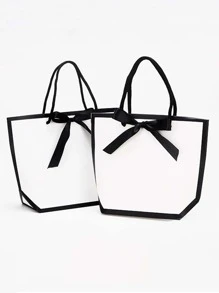 10 piezas Bolsa de regalo de panadería de cocina con diseño de lazo - Blanco y Negro - Ver 3