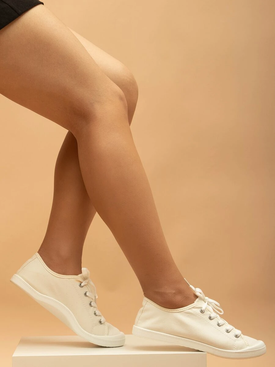 Giày vải buộc dây phong cách ngoài trời thời trang dành cho nữ Tất cả các mùa đều phù hợp - trắng - Xem 1