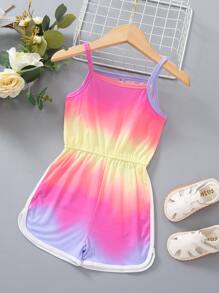 SHEIN Young Girl Ombre Contrast Binding Cami Jumpsuit - Multicolor - View 1