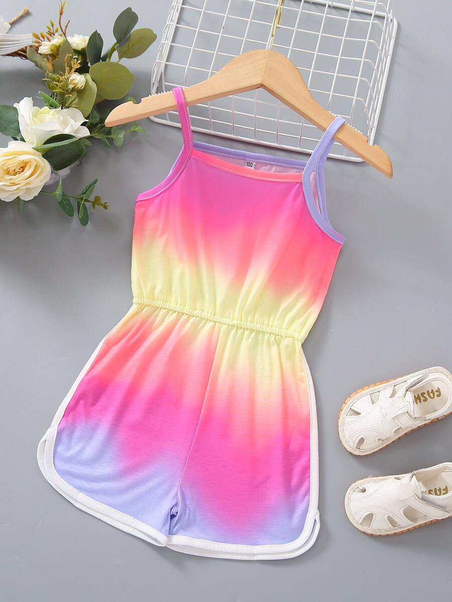 SHEIN Young Girl Ombre Contrast Binding Cami Jumpsuit - Multicolor - View 1