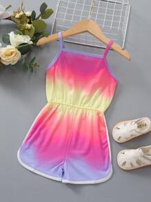 SHEIN Young Girl Ombre Contrast Binding Cami Jumpsuit - Multicolor - View 2
