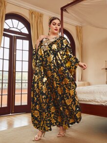 Al Najma Đầm Plus Size Đề can Hoa Tất cả trên in Khiêm tốn - Nhiều màu - Xem 6
