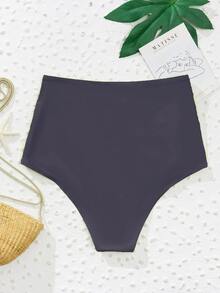 Ruched High Waisted Bikini Bottom, For Summer Beach Vacation - Dusty Purple - View 2