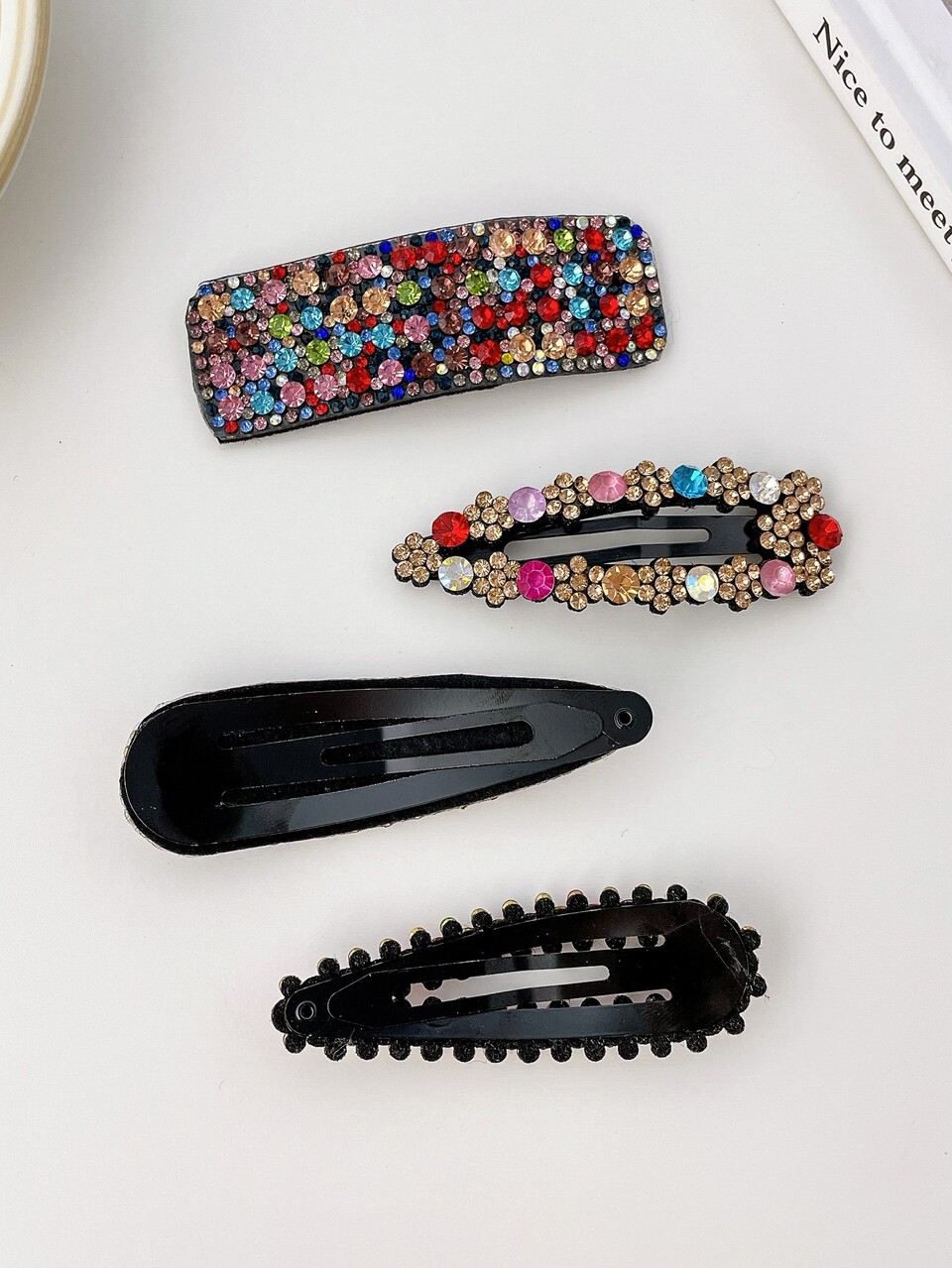 4pcs Multicolor Women's Heavy Duty Rhinestone Hair Clips Suitable For Daily And Festival Usage Royal Claw Clips Hair Claws Hair Barrettes, School Stuff, Looks Of Party, Hair Accessories, Head Accessories, Hairpin