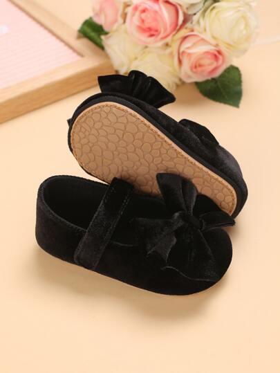 1 Pair Infant Bow Decor Mary Jane Flat Princess Shoes