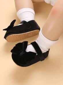 1 Pair Infant Bow Decor Mary Jane Flat Princess Shoes - Black - View 3