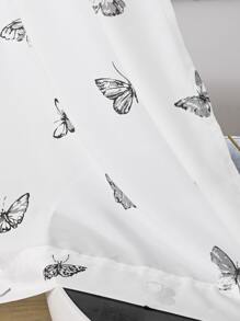 Butterfly Print Single Panel Sheer Curtain - White - View 3