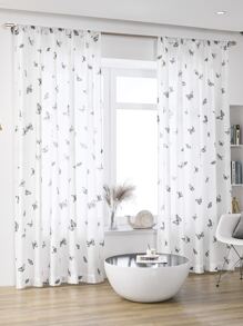 Butterfly Print Single Panel Sheer Curtain - White - View 5
