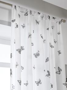 Butterfly Print Single Panel Sheer Curtain - White - View 6