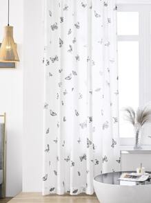 Butterfly Print Single Panel Sheer Curtain - White - View 7