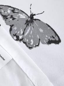 Butterfly Print Single Panel Sheer Curtain - White - View 8