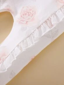 嬰兒花卉刺繡包腳連體睡衣 - 白色 - 查看 4