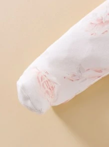 嬰兒花卉刺繡包腳連體睡衣 - 白色 - 查看 6