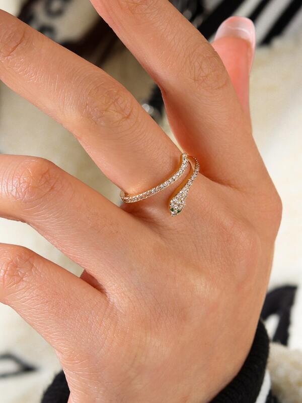 Zircon Decor Snake Design Wrap Ring Shein Asia