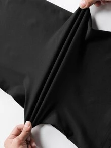 Manfinity Homme Camisetas para hombre, ajustadas, cuello redondo, manga corta, gráficos divertidos, informales, de verano, de poliéster - Negro - Ver 4