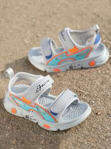 男孩字母圖案魔術貼運動涼鞋 - 灰色 - 查看 3