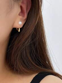 Faux Pearl Decor Earring Jackets - Multicolor - View 1