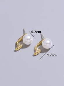Faux Pearl Decor Earring Jackets - Multicolor - View 4