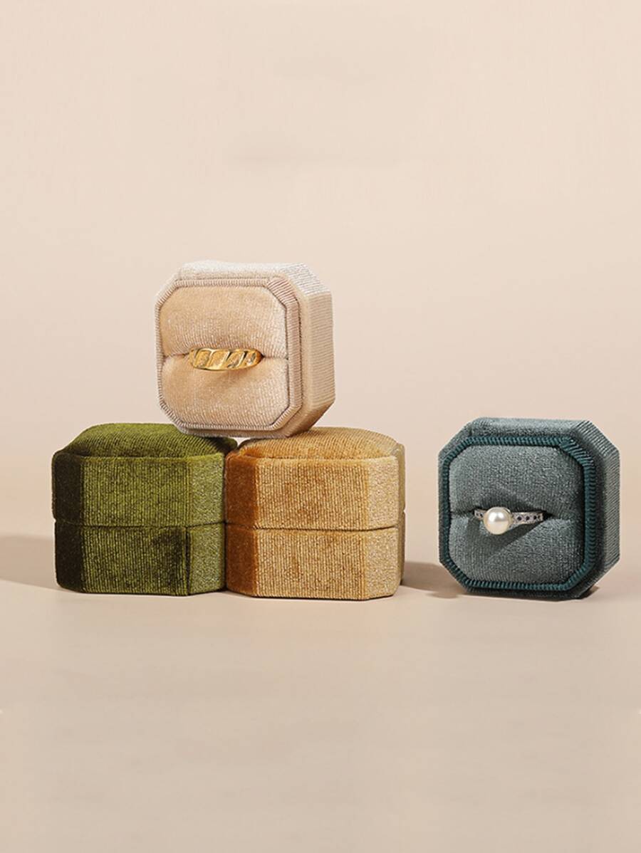 1pc Random Color Ring Box, Modern Plastic Square Ring Storage Holder For Home - Multicolor - View 1