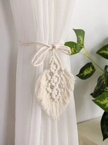 1入組編織樹葉形狀窗簾掛鉤 - 白色 - 查看 10