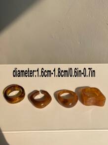 4pcs Resin Ring - Brown - View 3