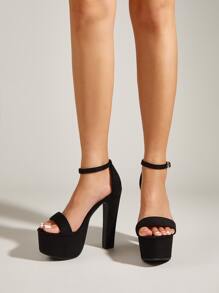 Xăng đan Cao gót Nữ màu trơn Dây đeo mắt cá chân Thanh lịch - màu đen - Xem 4