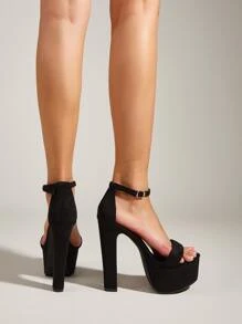 Xăng đan Cao gót Nữ màu trơn Dây đeo mắt cá chân Thanh lịch - màu đen - Xem 5