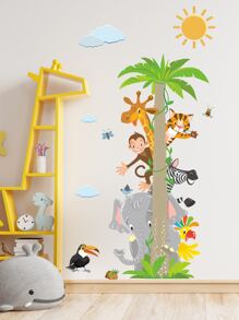 1pc Cartoon Animal Print Wall Sticker, Cute PVC Waterproof Wall Art For Kids Bedroom Living Room Gifts Birthday Graduation - Multicolor - View 2