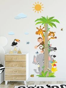 1pc Cartoon Animal Print Wall Sticker, Cute PVC Waterproof Wall Art For Kids Bedroom Living Room Gifts Birthday Graduation - Multicolor - View 5