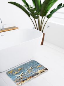 1pc Starfish Print Bath Rug Or 1pc Shower Curtain Home Bathroom Decor Floor Carpet Outdoor Rug Door Mat Fall Decor Entryway Decor - Multicolor - View 2