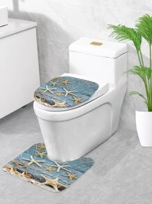 1pc Starfish Print Bath Rug Or 1pc Shower Curtain Home Bathroom Decor Floor Carpet Outdoor Rug Door Mat Fall Decor Entryway Decor - Multicolor - View 5