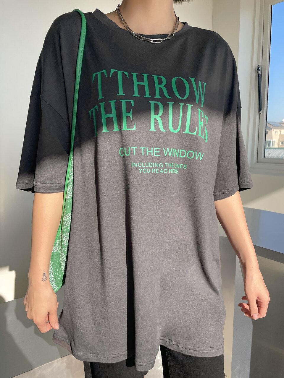 Slogan Graphic Drop Shoulder Tee