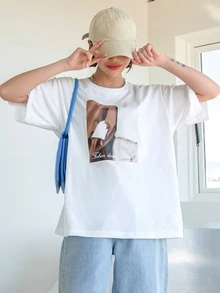 DAZY Áo thun nữ Con số Lá thư Giải trí - trắng - Xem 3