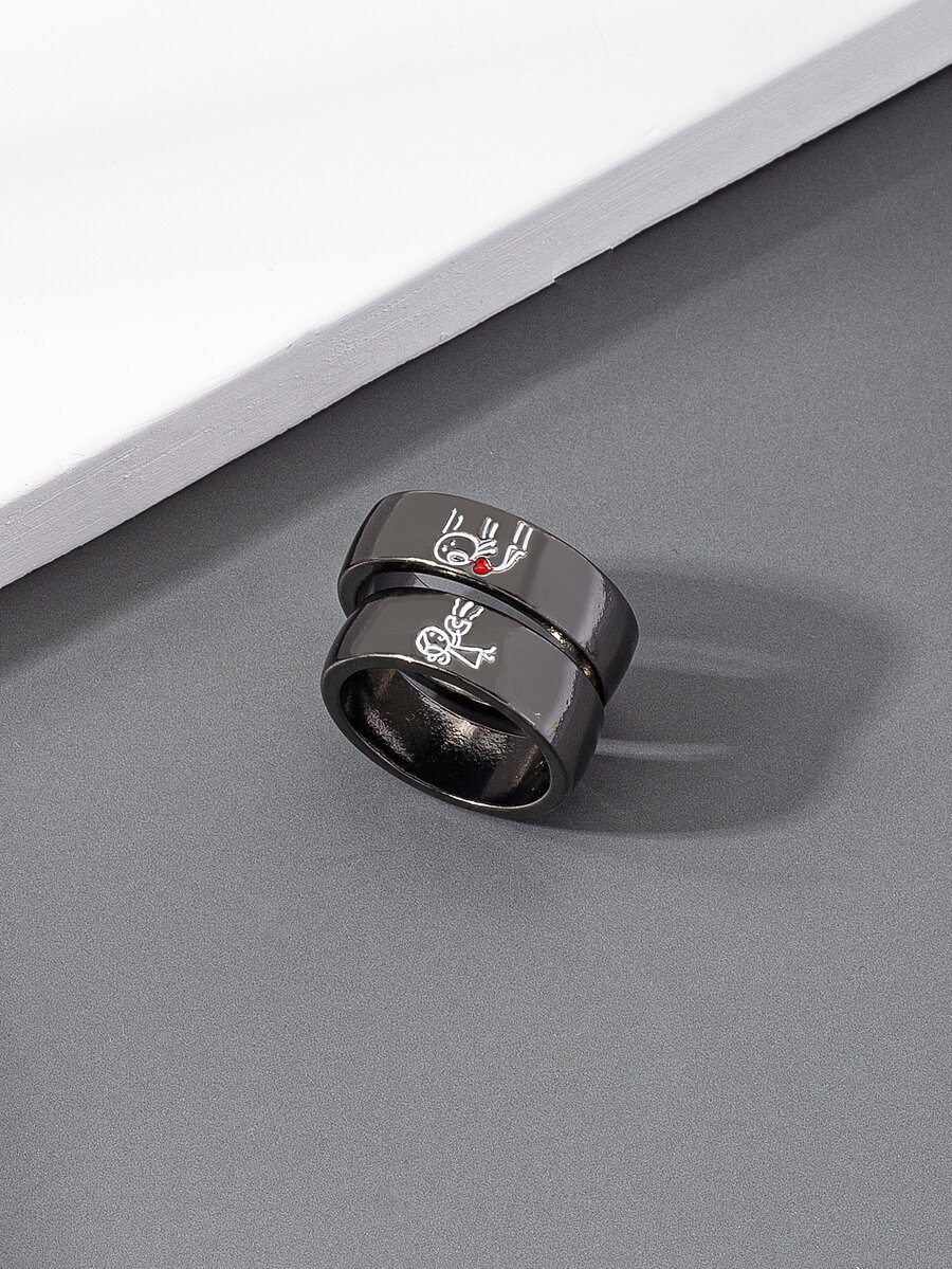 2 cái Người đàn ông Phim hoạt hình Hình Chi tiết Vòng - Màu Đen Súng - Xem 1