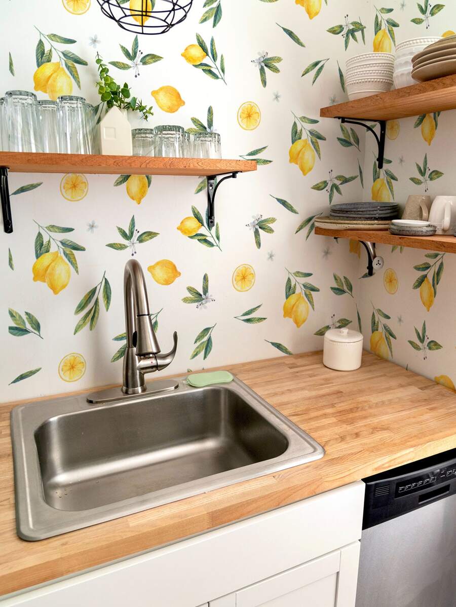 1 hoja Pegatina de pared con estampado de limón - Multicolor - Ver 1