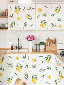 1 hoja Pegatina de pared con estampado de limón - Multicolor - Ver 2