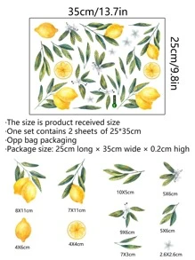 1 hoja Pegatina de pared con estampado de limón - Multicolor - Ver 3