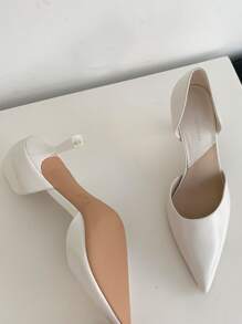 Point Toe Stiletto Heeled Pumps - White - View 4