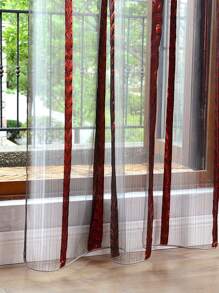 Single Panel Sheer Curtain - Red and White - View 3